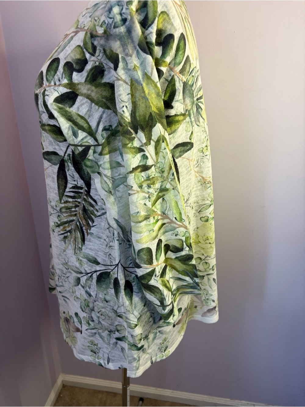 Et Lois Green Print Light Top,Size XL - Picture 4 of 10
